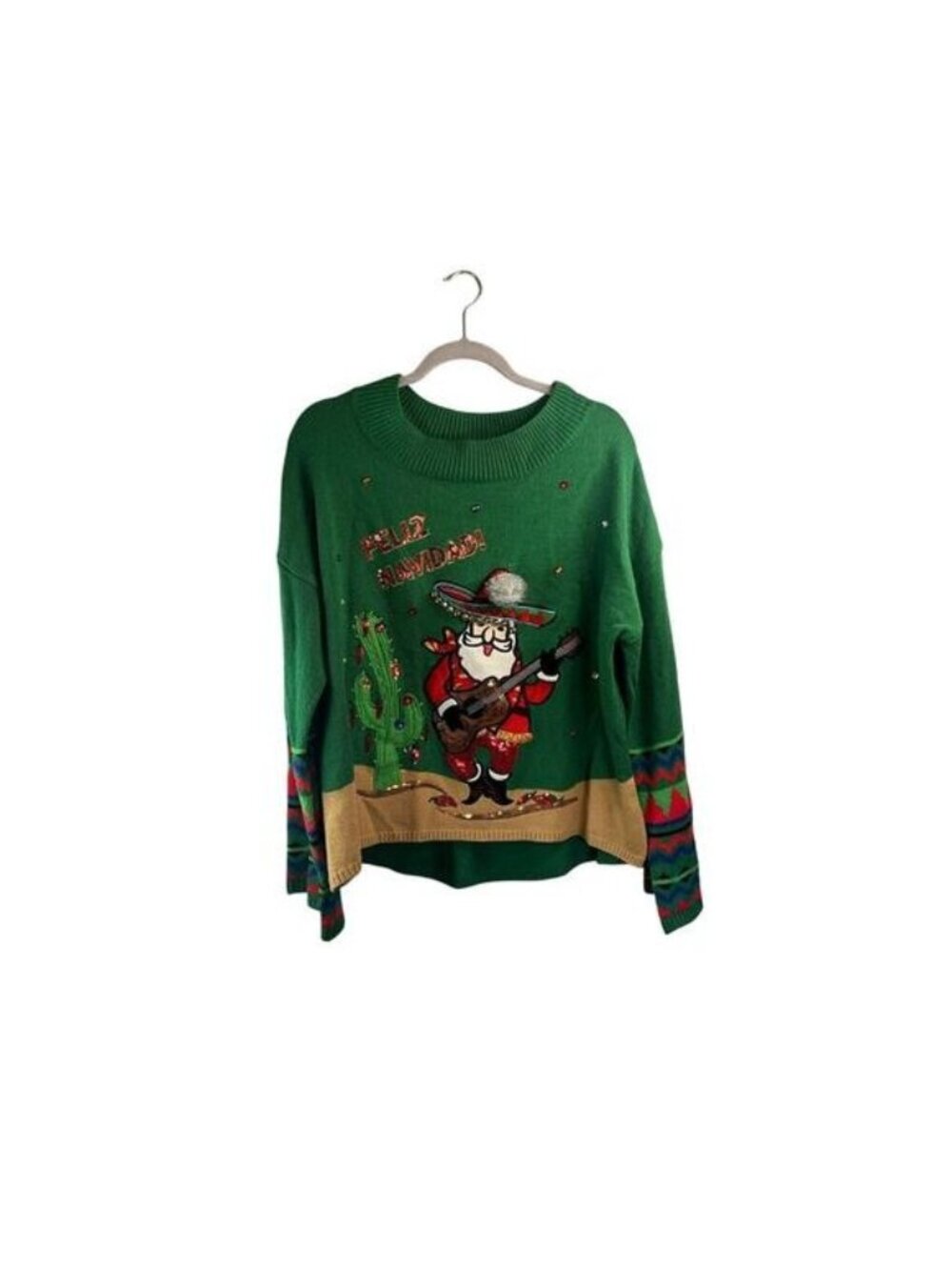 Holiday Time Womens Green Ugly Sweater Size Large